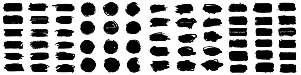 Splash banners set. Black paint stroke background