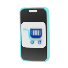 3D Liquid Glass Online Marketplace App Icon with Futuristic Transparent Glossy E-Commerce Design