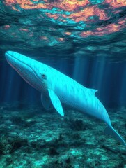 Underwater whale, vibrant colors