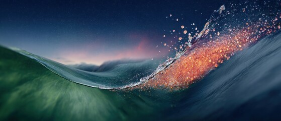 Underwater wave with vibrant colors