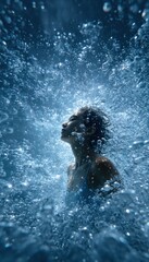 Underwater woman, serene