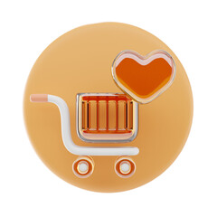 3D Liquid Glass Wishlist Icon with Futuristic Transparent Glossy UI Design