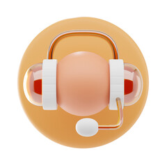 3D Liquid Glass Customer Service Icon with Futuristic Transparent Glossy Support Interface Design