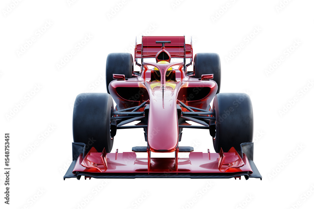Poster 3d rendering red racing car speeding on a transparent background