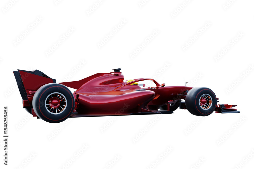Poster 3d rendering red racing car speeding on transparent background