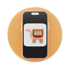 3D Liquid Glass Online Marketplace App Icon with Futuristic Transparent Glossy E-Commerce Design