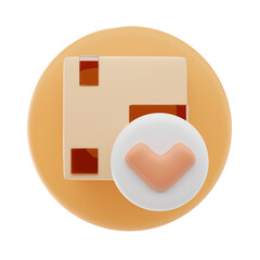 3D Liquid Glass Package Delivered Icon with Futuristic Transparent Glossy Shipping Confirmation Design