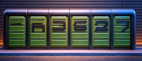 Urban automated lockers at night