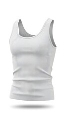 White Ribbed Tank Top Mockup: Isolated Apparel on White Background