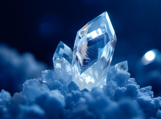 ice on blue background
