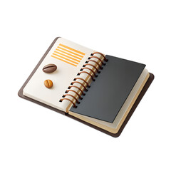 Open notebook with coffee beans mockup for creative writing and journaling concept stock photo image 