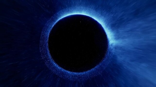 luminous orb pulsing in grainy space like a dark hole moving in slow motion