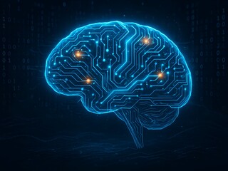 Futuristic Artificial Intelligence Brain with Glowing Neural Network
