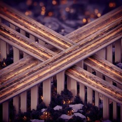Urban highway overpass intersection at dusk