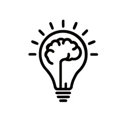 Brain Inside Light Bulb Icon – Creative Idea, Innovation, and Inspiration Symbol