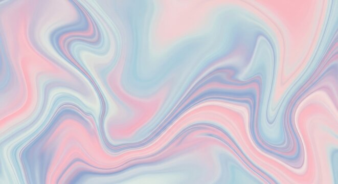 Abstract pastel swirl background with pink blue and white creating a smooth flowing marble effect
