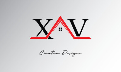 XV Letter House Logo – Creative Real Estate Monogram Design with Roof Shape & Home Symbol for Architecture, Property & Modern Branding Identity