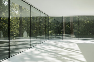 Modern Glass House Surrounded By Trees And Natural Light