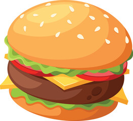 American burger fast food vector illustration