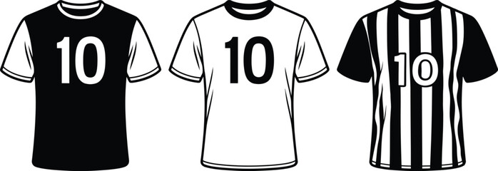 Set of Football Soccer Jersey T-shirts with Number 10 Icon