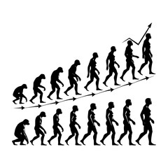 Obraz premium Human evolution progression silhouettes ascending graph