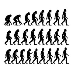 Human evolution stages silhouettes illustration