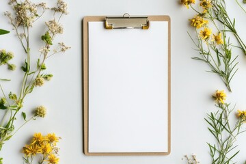 Blank clipboard surrounded by wildflowers (1)