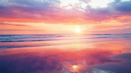Fototapeta premium A breathtaking sunset over a tranquil beach