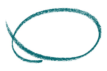 Green pencil highlight circle mark isolated on transparent background