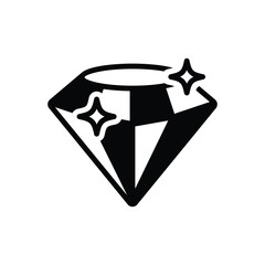 Black solid icon for diamond