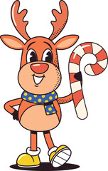 Cute deer with candy cane