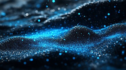 Abstract digital landscape of dark blue particles