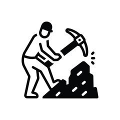 Black solid icon for mining