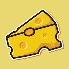 Vector illustration of cartoon image of cheese slice on orange background