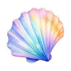 Fototapeta premium A colorful, artistic shell with smooth curves and subtle hues, showcasing intricate lines and a gradient of pastel colors. cut out. transparent background