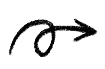 Doodle emphasis arrow vector icon. Arrow grunge art twist zigzag line, curve wave.