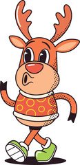 Cute Christmas deer walking vector illustration
