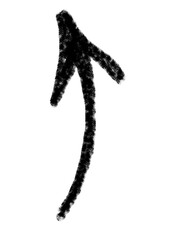 Doodle emphasis arrow vector icon. Arrow grunge art twist zigzag line, curve wave.