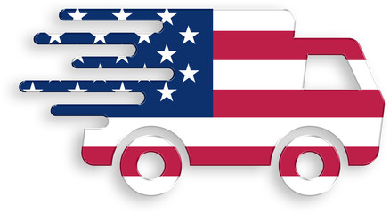 Naklejka premium American Flag Fast Shipping Icon 4th of July USA Independence Day Veterans Day