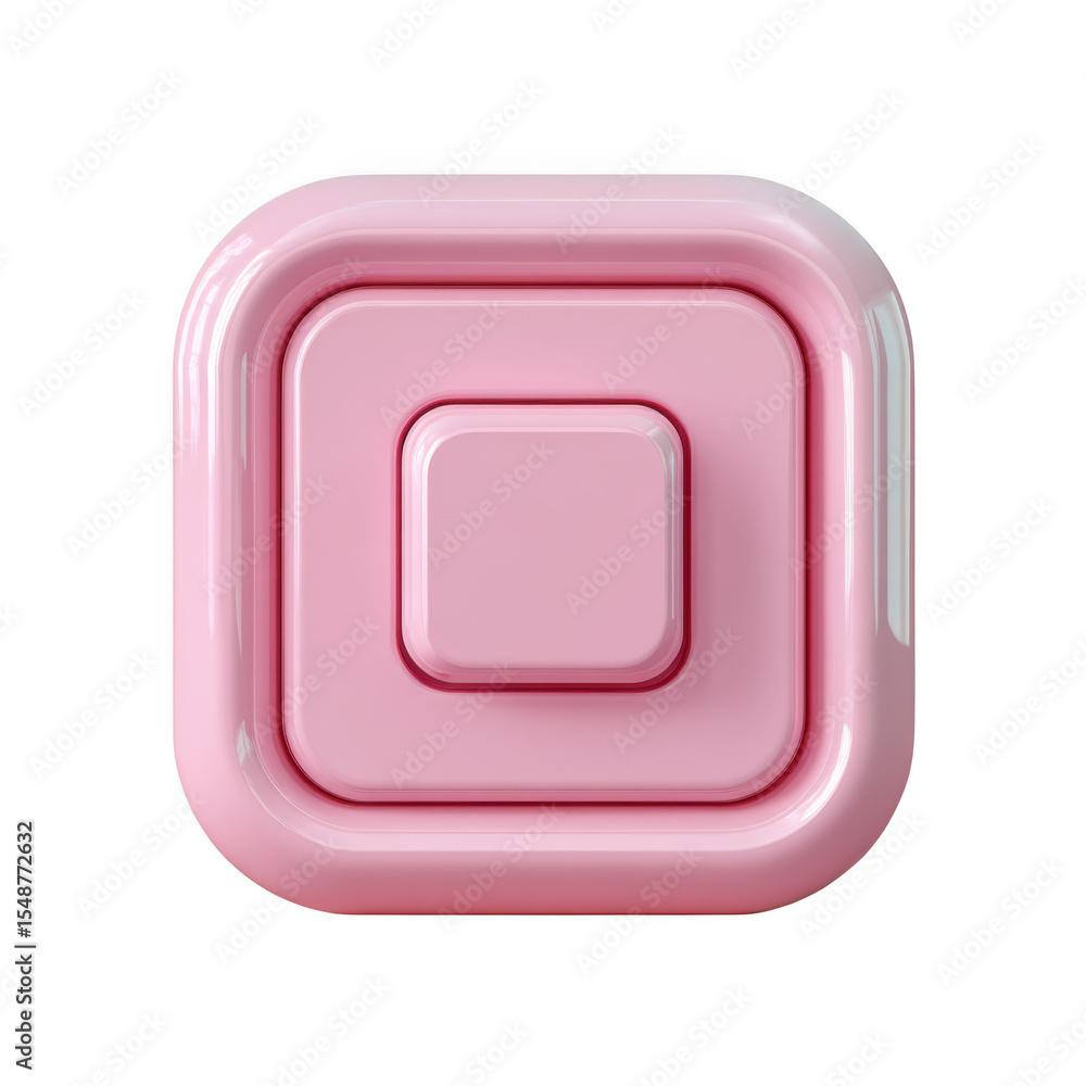 Aufkleber pink square button with inner frame isolated on transparent background