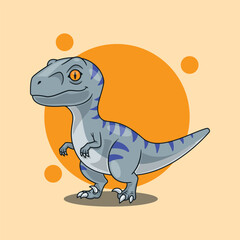 Cartoon Vector Illustration of Velociraptor Dinosaur