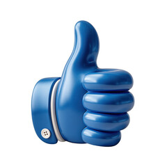 3d blue thumbs up hand gesture isolated on transparent background