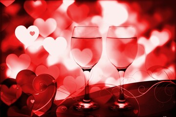 Glowing red Valentines composite