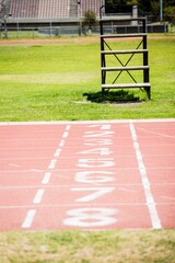 Starting line by grassy field