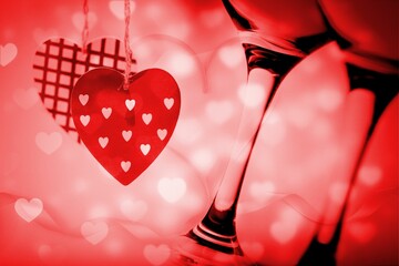 Glowing red Valentines composite