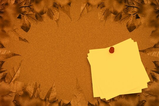 Fototapeta Autumn leaves with yellow note