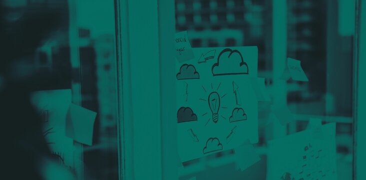 Business chart on glass board