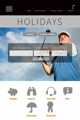 Holidays booking app with people in backdrop