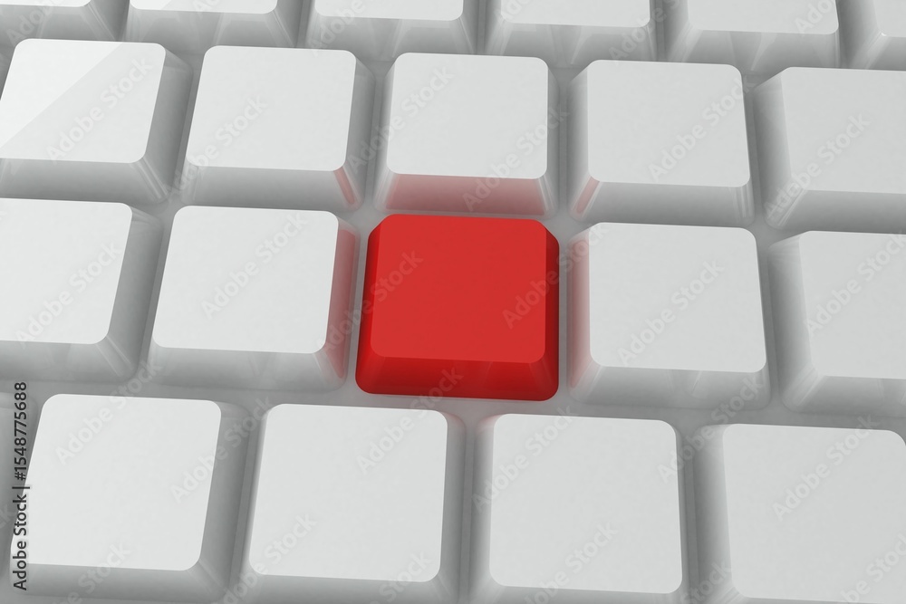 Poster digitally generated red key on keyboard