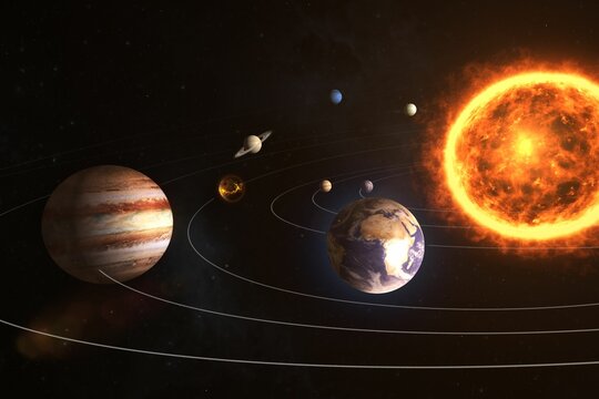 Naklejki Digital composite image of solar system